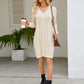 Cable-Knit V-Neck Mini Sweater Dress