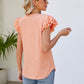 Smocked Flutter Sleeve V-Neck Top