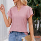 Notched Neck Puff Sleeve Blouse