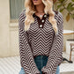 Striped Collared Neck Buttoned Pullover Sweater