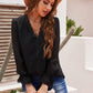 Swiss Dot Lace Trim Flounce Sleeve Blouse