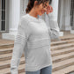 Round Neck Openwork Long Sleeve Pullover Sweater