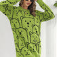 Bear Pattern Round Neck Sweater Dress