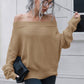 Off-Shoulder Ribbed Long Sleeve Pullover Sweater