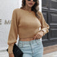 Cropped Round Neck Raglan Sleeve Ribbed Pullover Sweater