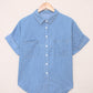 Button Front Collared Short Sleeve Shirt