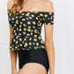 Coastal Cutie Off-Shoulder Swim Tankini Set in Sunflower