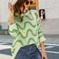 Wave Stripe Ribbed Trim Tunic Sweater