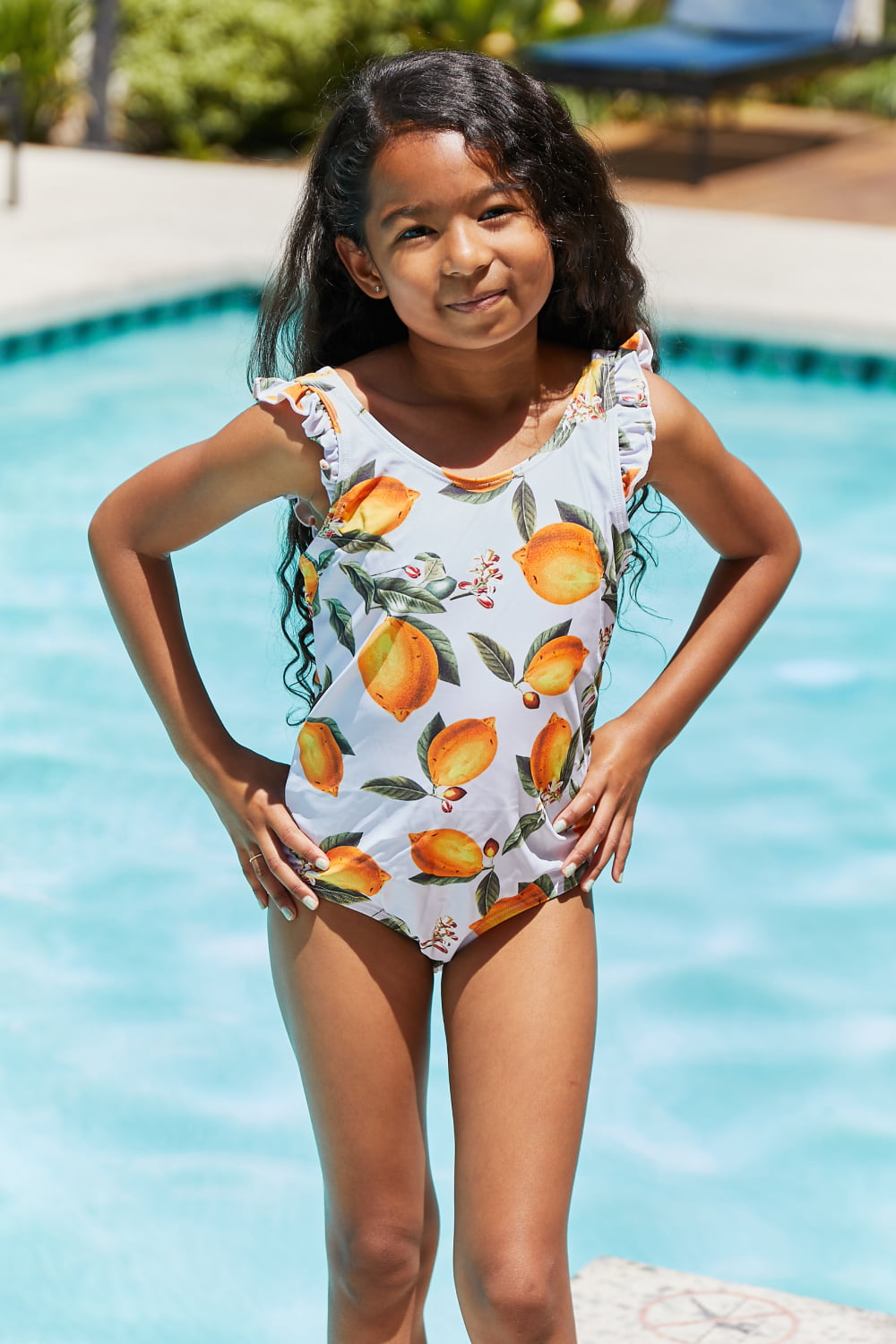 Ruffled One-Piece in Citrus Orange