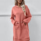 Slit Long Sleeve Hooded Dress with Pocket