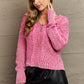 HEYSON Soft Focus Wash Cable Knit Cardigan in Fuchsia