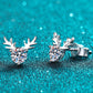 925 Sterling Silver Reindeer-Shaped Moissanite Earrings