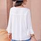 Cutout V-Neck Flounce Sleeve Blouse