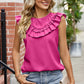 Ruffled Round Neck Sleeveless Blouse