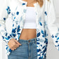 Floral Button Front Round Neck Cardigan