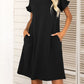 Flounce Sleeve Round Neck Dress with Pockets