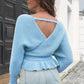 Tie Waist Ruffle Hem Sweater