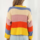 Color Block Button-Down Dropped Shoulder Cardigan