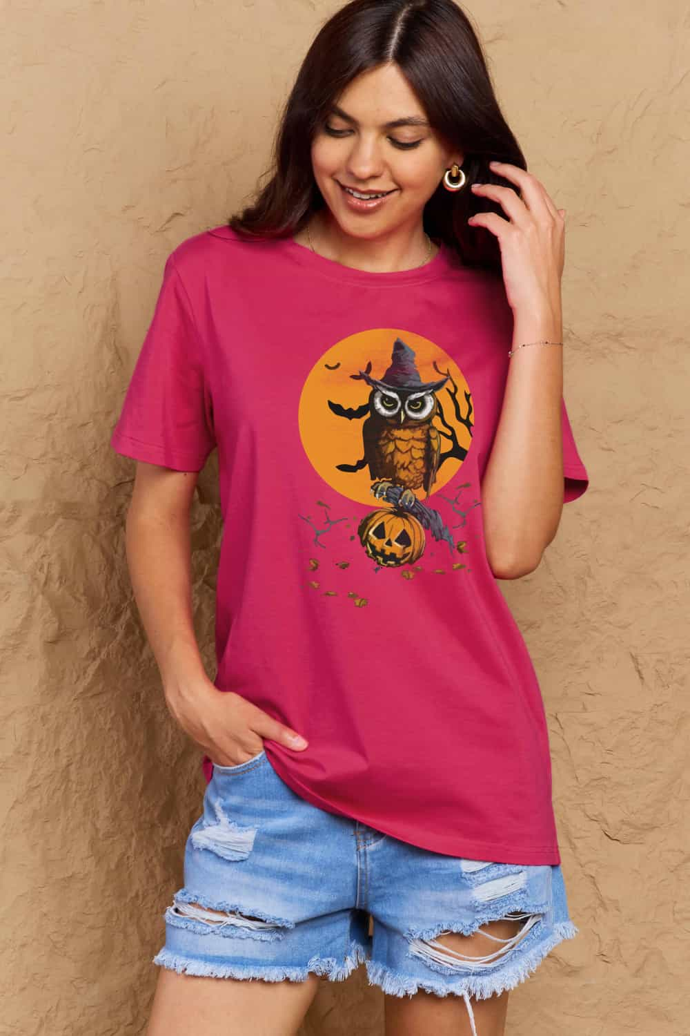 Halloween Theme Graphic Cotton T-Shirt