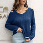 Cold Shoulder V-Neck Cable-Knit Pullover Sweater