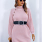 Buttoned Turtleneck Long Sleeve Sweater Dress