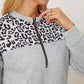 Leopard Half Zip Dropped Shoulder Sweatshirt