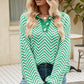 Striped Collared Neck Buttoned Pullover Sweater