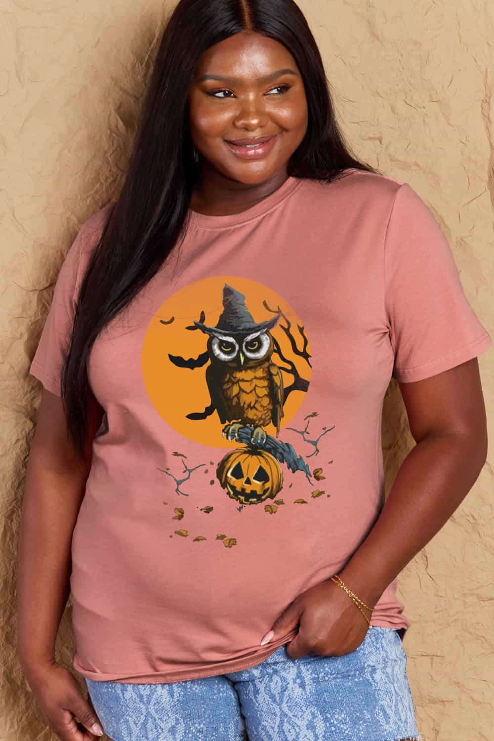 Halloween Theme Graphic Cotton T-Shirt