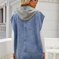 Hooded Sleeveless Denim Top with Pockets