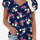 Printed Petal Sleeve V-Neck Blouse