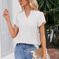 Notched Neck Puff Sleeve Blouse