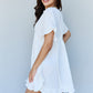 Ninexis Ruffle Hem Dress with Drawstring Waistband in White
