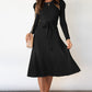 Round Neck Long Sleeve Tie Waist Sweater Dress