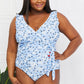 Ruffle Faux Wrap One-Piece in Blossom Blue