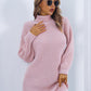 Buttoned Turtleneck Long Sleeve Sweater Dress