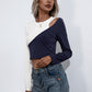 Cropped Contrast Color Round Neck Tee