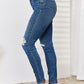 Judy Blue Mid Waist Distressed Slim Jeans