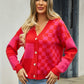 Plaid V-Neck Dropped Shoulder Cardigan