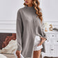 Exposed Seam Mock Neck Slit Sweater