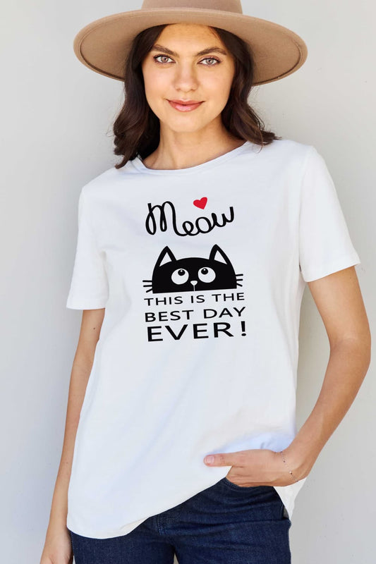 MEOW THIS IS THE BEST DAY EVER! Graphic Cotton T-Shirt