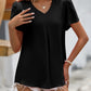 Ruche V-Neck Petal Sleeve Top