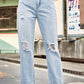 Distressed Buttoned Loose Fit Jeans