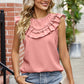 Ruffled Round Neck Sleeveless Blouse