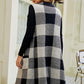 Plaid Open Front Sleeveless Cardigan with Pockets