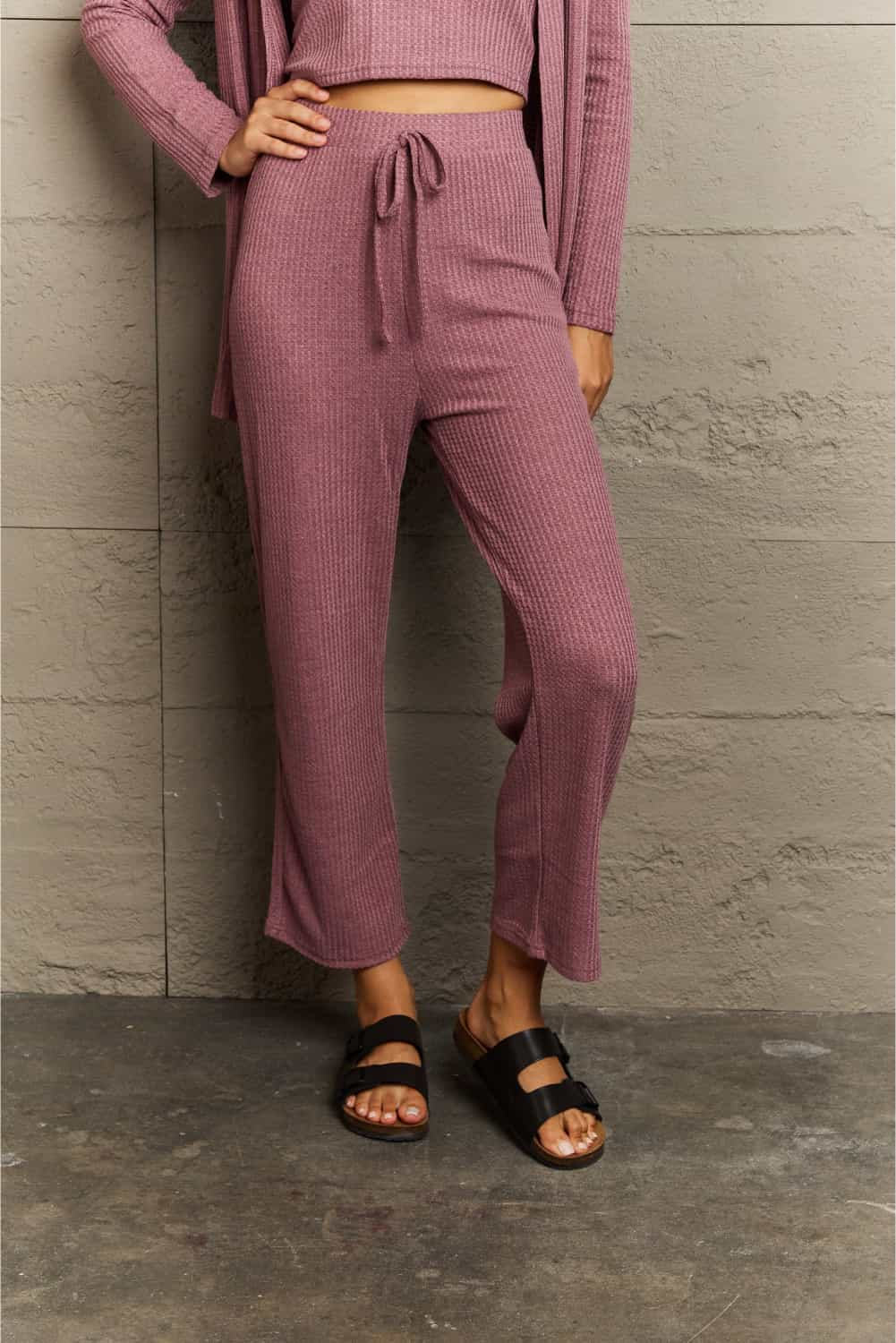 Ninexis Cropped Top, Long Pants and Cardigan Lounge Set