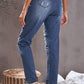 Distressed Buttoned Jeans with Pockets