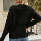 Round Neck Openwork Long Sleeve Pullover Sweater