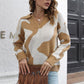 Two-Tone Johnny Collar Dropped Shoulder Pullover Sweater