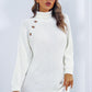 Buttoned Turtleneck Long Sleeve Sweater Dress