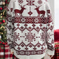 Snowflake Contrast Round Neck Long Sleeve Sweater